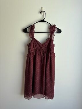 American Eagle Outfitters Burgundy Polka Dot Sundress